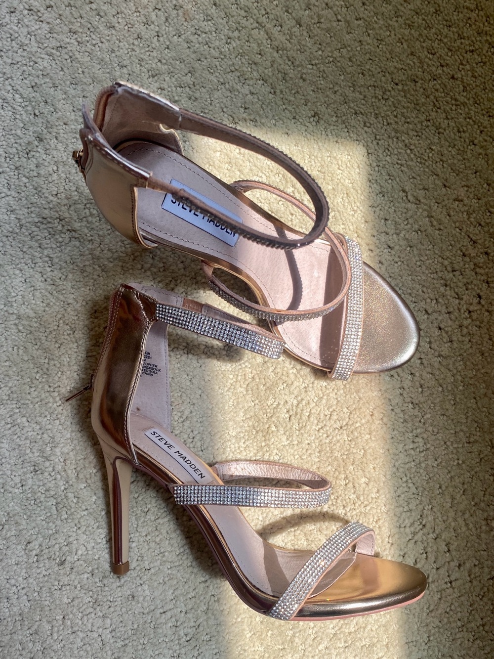 Steve Madden Rose Gold Rhinestone Strappy Heels